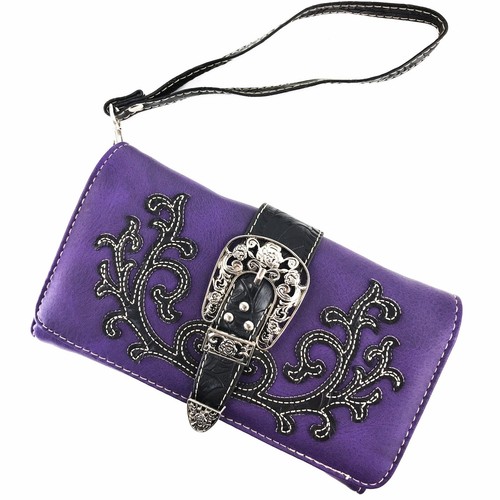 Justin West Western Floral CCW Stud Buckle Concealed Carry Handbag Purse Set - Picture 37 of 131