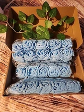 30 Pc Baby Blue Artificial Foam Roses With Stems Head Size: 2.4-3.1" Ea + Stem