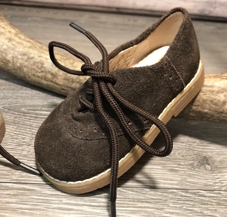 Baby Gap 棕色皮革麂皮绒牛津鞋婴儿鞋 4 码男孩 — 第 2/4 张图片