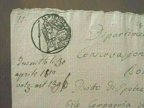 Regno Italico - Dipartimento Di Roma Conservazione delle Ipoteche Borderò 1810 - Foto 5 di 5