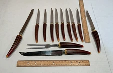 Vintage Eversharp Sheffield Lifetime 12 Piece Cutlery Set Stag Handle No Case