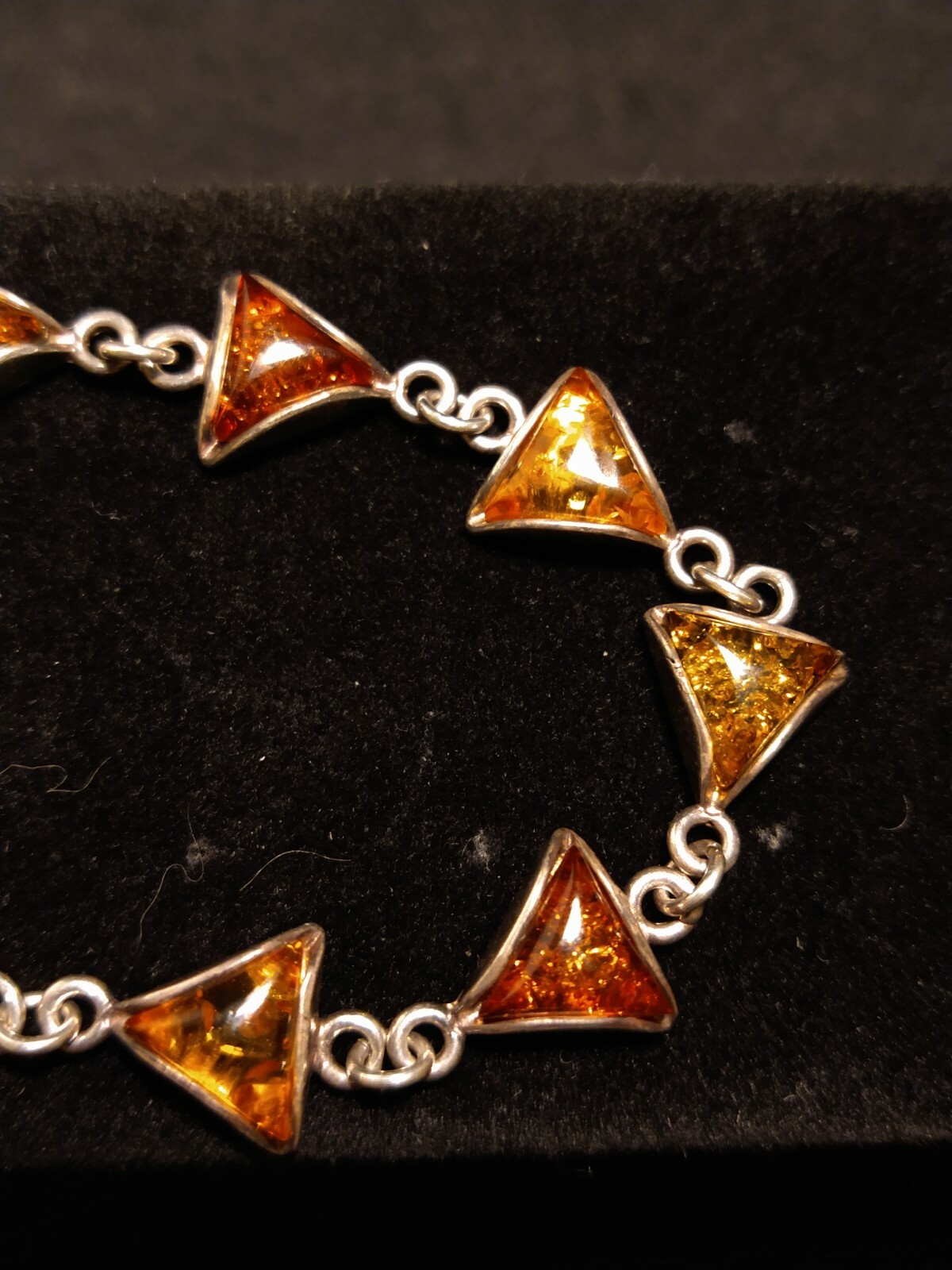 Sterling Silver Triangular Cut Amber Gemstone Bra… - image 3