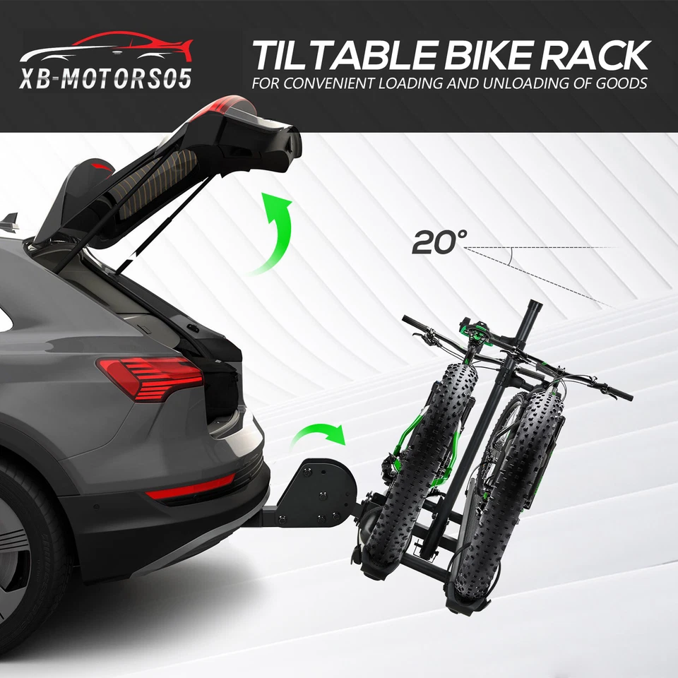 2 EBike Fat Tire Bike Rack W/ Ramp E-Bike Platform for SUV Car Truck Van 200Lbs - Image 4 of 4