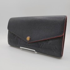 Auth Louis Vuitton monogram empreinte Portefeuille Sarah M62125 Marine Rouge