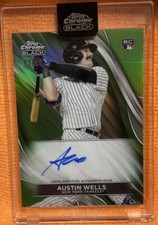 Austin Wells Rookie 2024 Topps Black Chrome CBA-AW Autograph Green Refractor /99