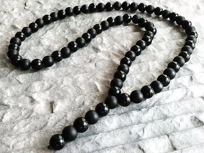 Halskette Rosenkranz Kraftstein Onyx stein Gebetskette herren damen Geschenk - Bild 1 von 3