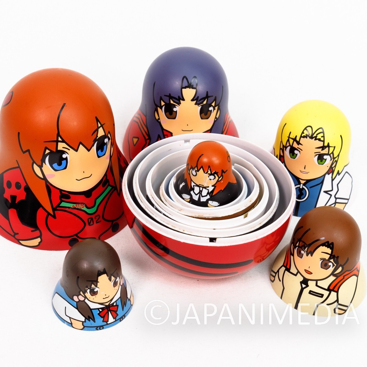 DAMAGED) Evangelion Asuka Misato Ritsuko Matryoshka Figure