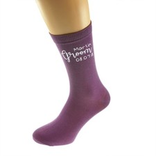 Personalised Purple GROOM Socks with Name and Date UK Size 5-12 - X6N880