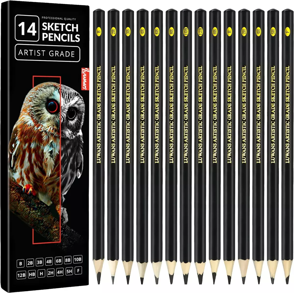 12 Pack Drawing Pencils 3H 2H HB 2B 3B 4B 5B 6B 8B 10B Quality Art