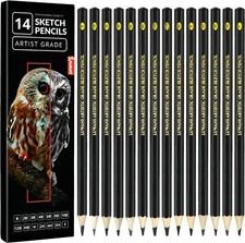 Drawing Pencils Set of 14 B-12B Sketch Pencils for Drawing Art Pencil for Artist