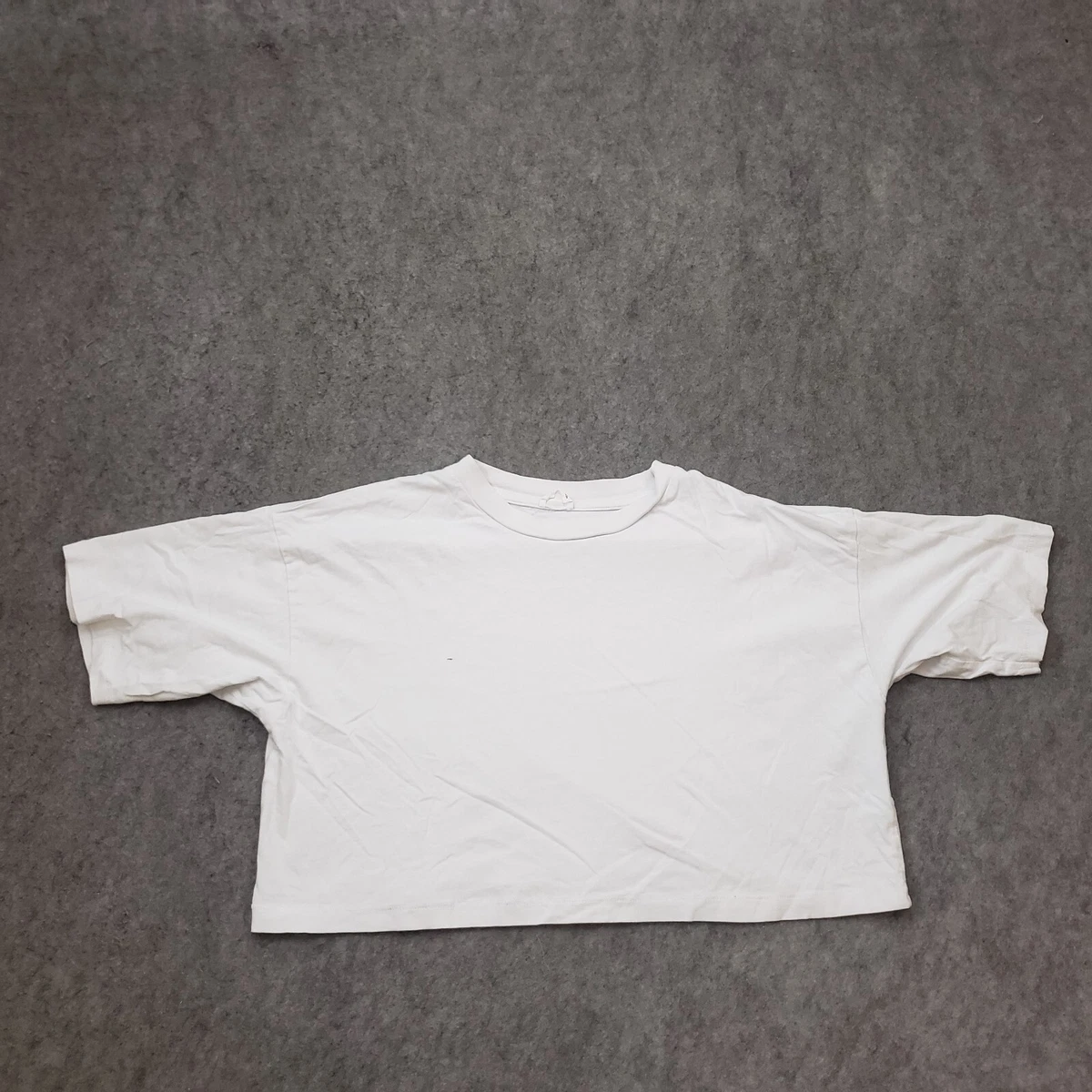 Cotton On Shirt Womens Small White Cropped Crop Top Short Sleeve Oversized
