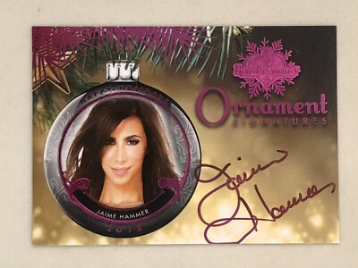 2015 Bench Warmer Holiday Jaime Hammer Pink Ornament Autograph Card Benchwarmer