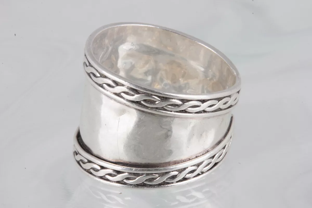 Sterling silver cigar band shop ring womens