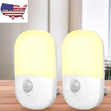 Plug in Motion Sensor Dimmable Night Light, Soft Warm White LED Nightlight with 