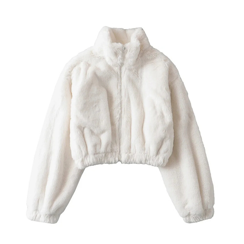 Womens Coats White Faux Fur Crop Jacket Women Faux Fur Crop Coat