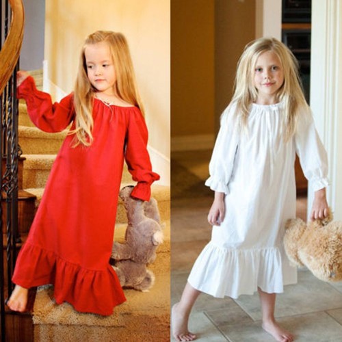 Toddler Kids Baby Girl Princess Party Cotton Dress Long Sleeve Ruffle Nightgown - Picture 2 of 9