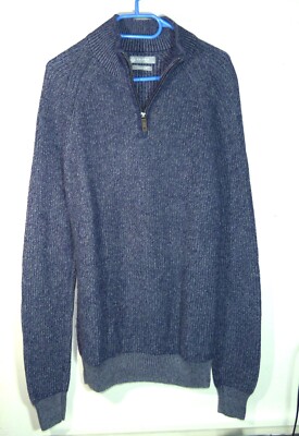 GALERIA Pullover M Herren Wolle Kaschmir Blau Grobstrick