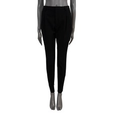 70106 auth SAINT LAURENT black wool HIGH-RISE SKINNY Pants 40 M