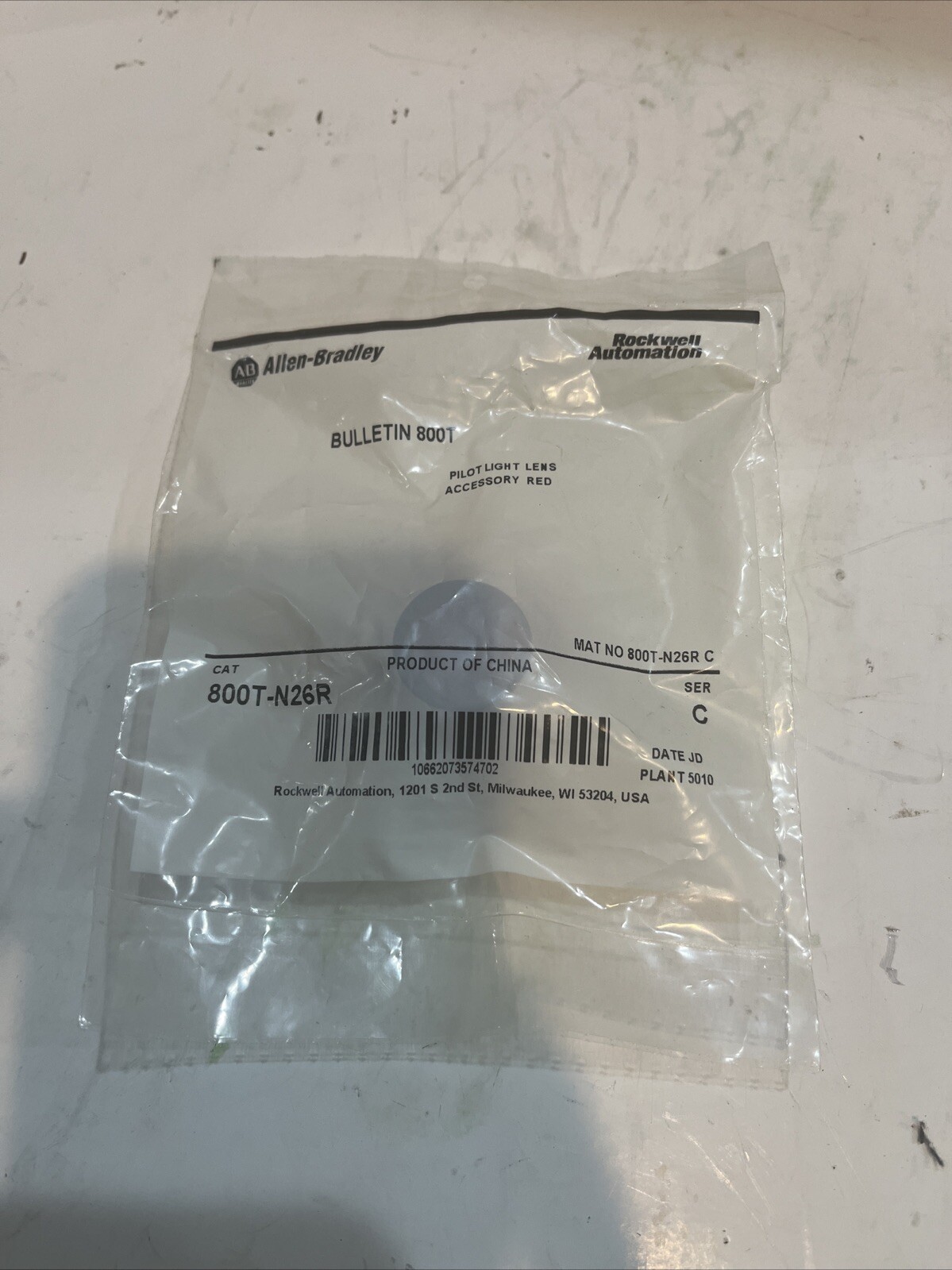 Allen Bradley Rockwell Automation Bulletin 800T Pilot Light Lens Red