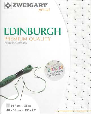 Zweigart Precut Edinburgh Mini Dots 36 count White with polka dots 3217/1409