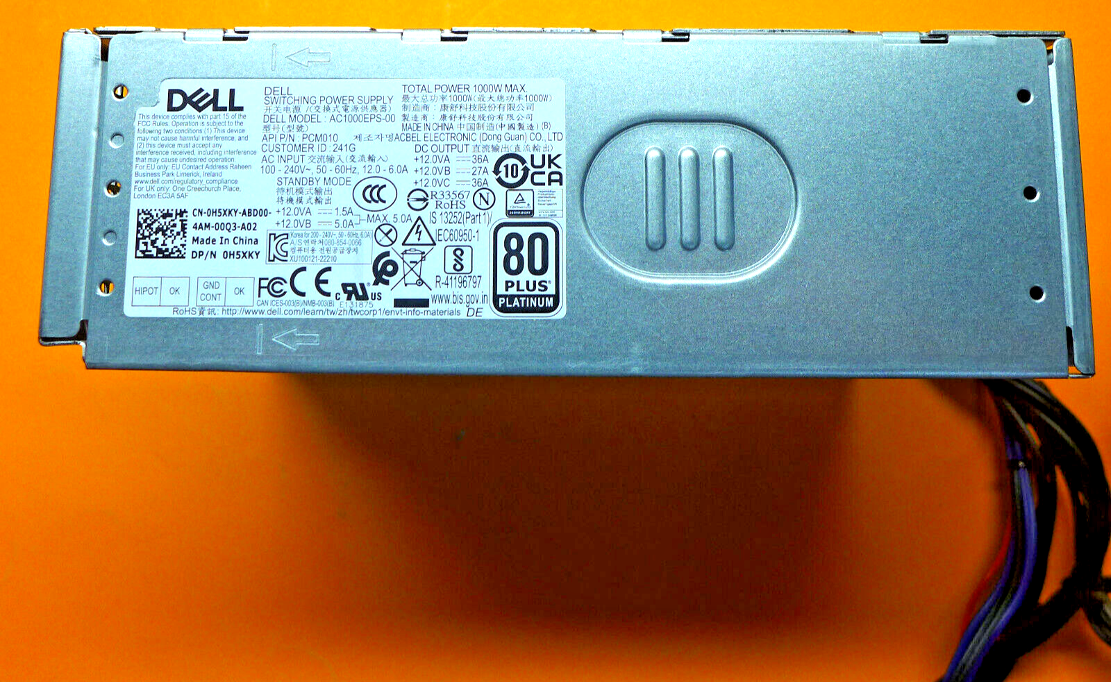 Genuine Dell Alienware R13 R14 XPS 8950 T3660 1000W Power Supply H5XKY ...
