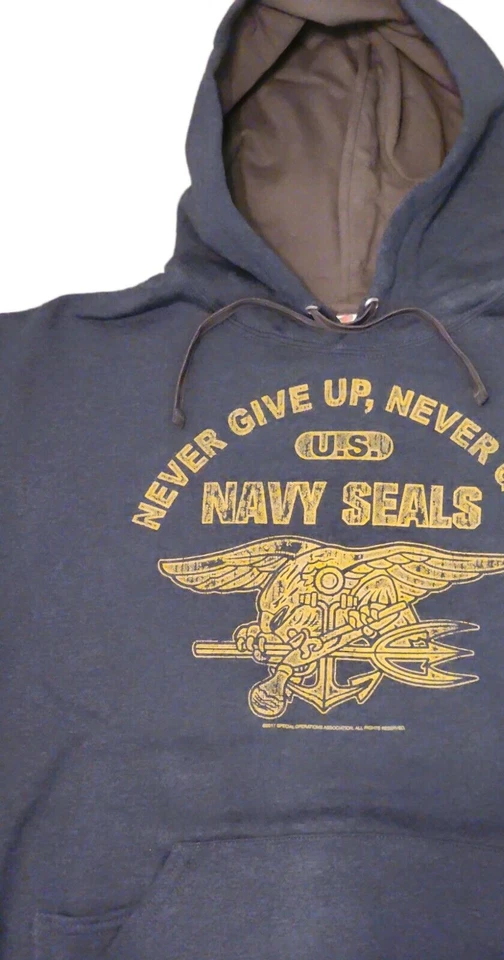 Men' Sweat Shirt -NAVY SEALS- "Never Give Up Never Quit- Heather Blue-NWT - Image 3 of 4