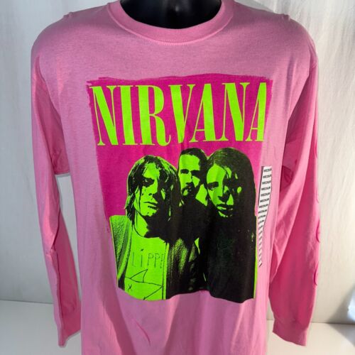Nirvana Long sleeve T-Shirt Men's Size Medium Pink Graphic Tee NEW