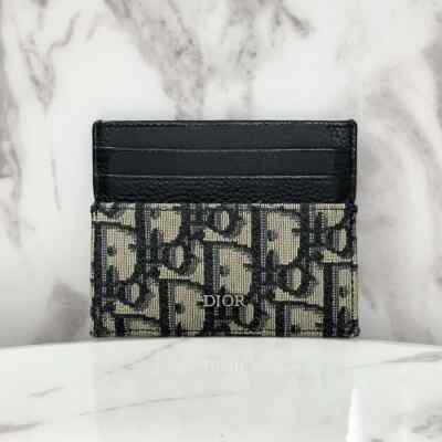 Black Dior Dior Oblique Jacquard Card Holder Card Holder In Black