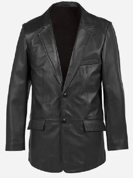 Leather Blazer Jacket Men's Coat Lambskin Slim Fit Soft Men Two Real US Black 13