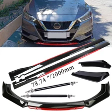 Gloss Black Strut Rod Front Bumper Lip Spoiler Splitter For Nissan Maxima 09-15