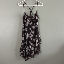 Urban Outfitters Lulu Ruffle Mini Dress Size L Asymmetrical Mesh Layers Floral