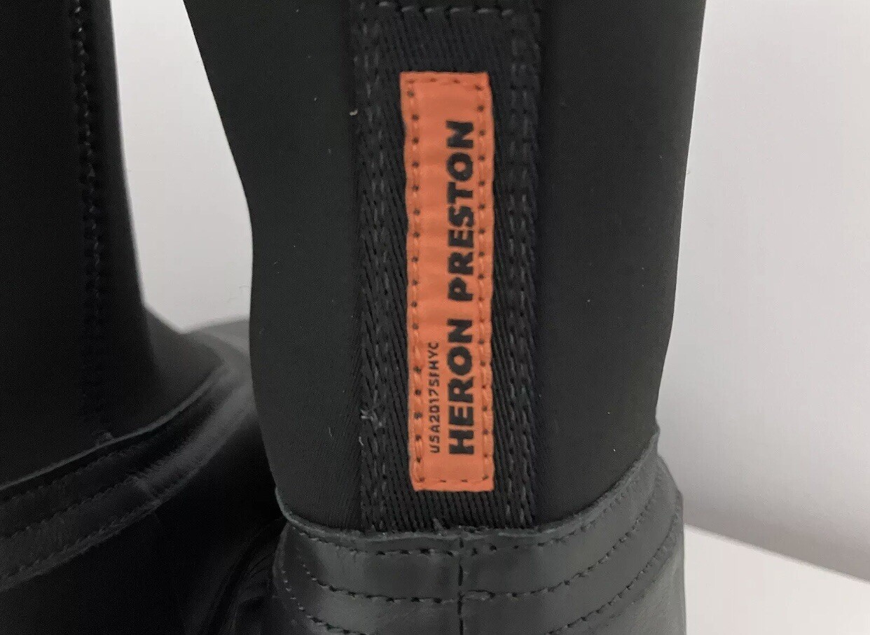 SAOLA Stivali Heron Preston neri con calzino di sicurezza in pelle suola Vibram taglia UK 5 NUOVI