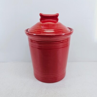 FIESTA MEDIUM pet dog bone CANISTER treats treat cookie CROCK scarlet red NEW