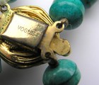 Vintage VOGUE Signed Bird Nest Turquoise Banded Bead Necklace Mutli Strand 22" — photo 7