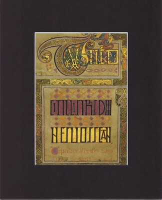 8X10'' Matted Print Art Picture Celtic Book of Kells (Detail): Ornamental Text