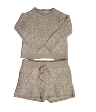 Member's Mark Luxury Premier Collection 2-Piece Cozy Short Set Taupe Leopard M