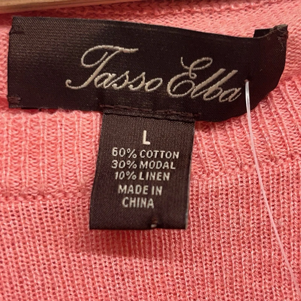 tasso elba sweater Cotton/linen/modal blend L/sleeve  pink Sz Large.. - Image 4 of 4