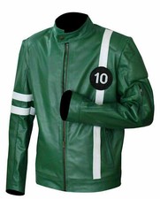 Ben 10 Alien Swarm Halloween Cosplay Costume Green Leather jacket 