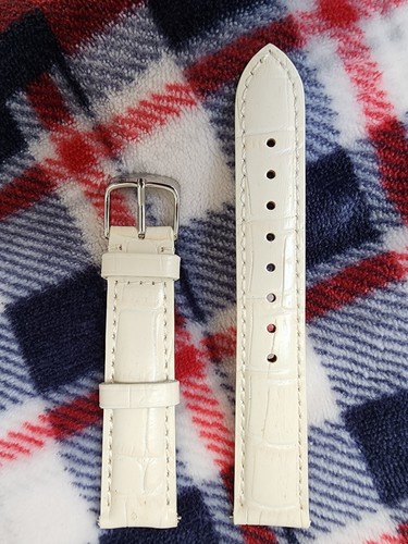 Bone / White Genuine Leather Alligator Emboss interchangeable watch band DECO - Picture 4 of 4
