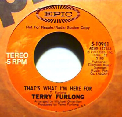 Terry Furlong - That's What I'm Here For 1973 7'', Promo Epic 5-10961 V