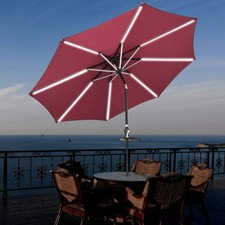 Ainfox 9ft Solar Patio Umbrella With Led Light Steel Umbrella Ribs Waterproof P For Sale Online Ebay