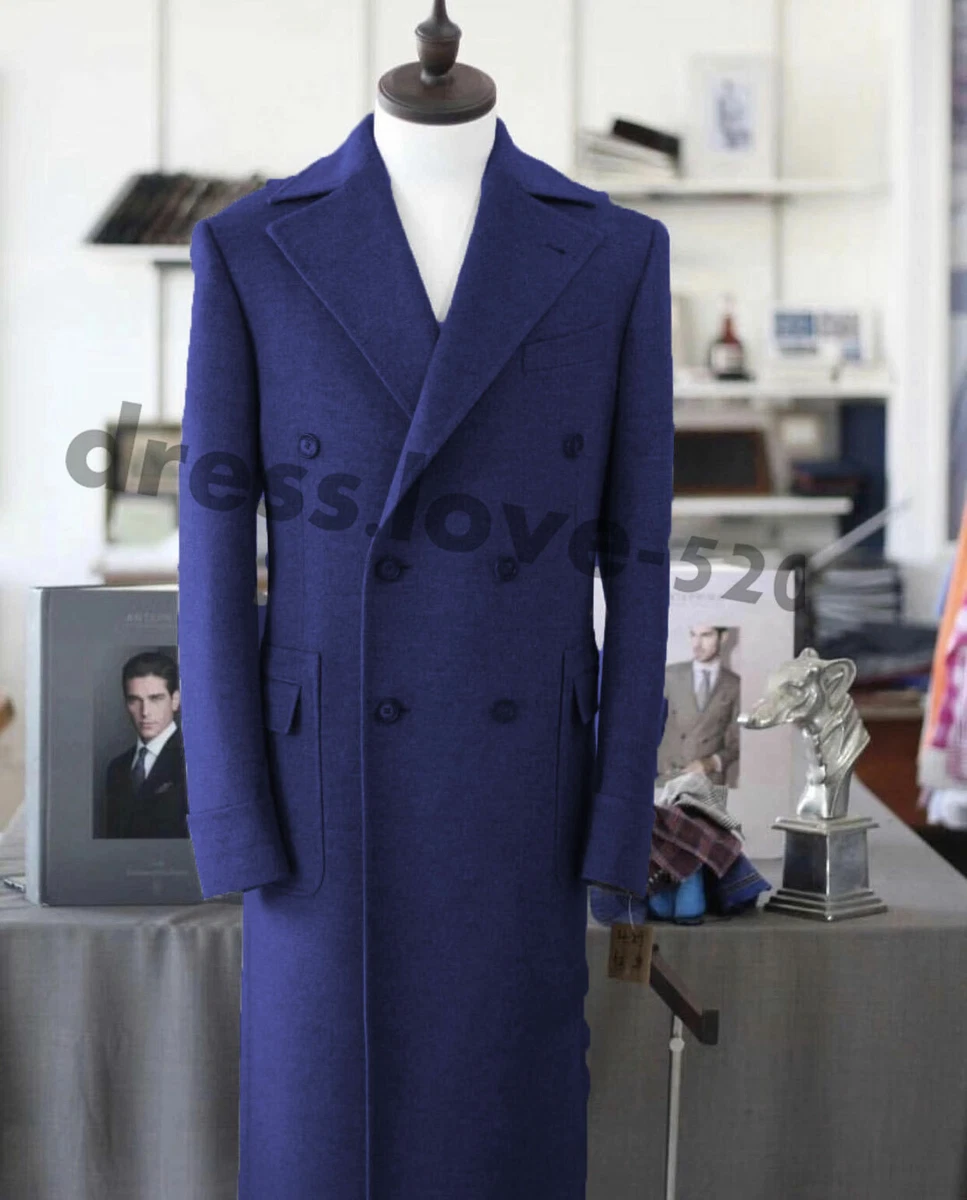 100 Cashmere Men s Winter Long Overcoat Double breasted Business OuterWear Coat