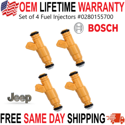 #ad #ad UPGRADED OEM Bosch x4 4hole 32LB Fuel Injectors for 89 98 Jeep Cherokee Wrangler $99.55