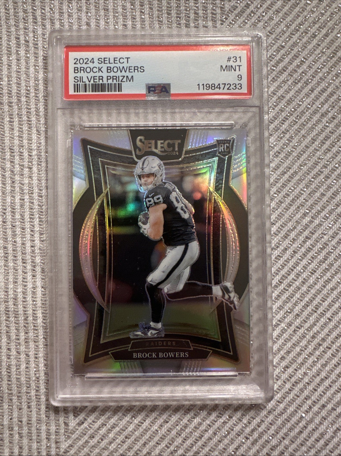 2024 Select #31 Brock Bowers Silver Prizm Rookie PSA 9 Raiders
