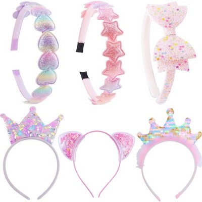 Headbands for Girls 6 Pack Toddler Headbands Glitter Kids Hairband Cat Bow He...