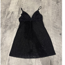 La Perla Vintage Black Mesh Lace Full Slip Adjustable Straps Size 34