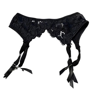 Victoria's Secret Vintage Lace & Satin Black Garter Belt Small