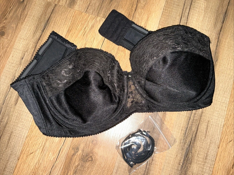 Sujetador Carnaval Cobertura Completa Encaje Sin Tirantes UW Negro Estilo 123, Talla 42C NUEVO + Correa Foto 2 de 4