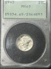 1942 P Mercury Dime PCGS MS65 OGH Old Green Holder Rattler Nice For Grade PQ