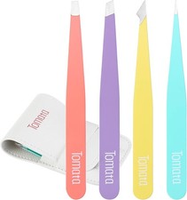 Tweezers for Eyebrows, Slant Tip and Pointed Eyebrow Tweezer Set